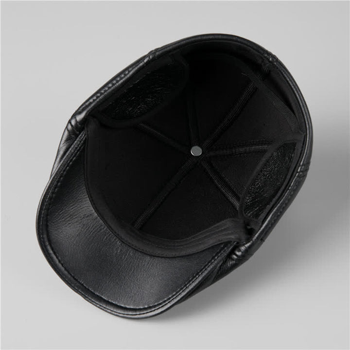 Schwarze Ivy Cap Warme Ohrenschützer Leder Baskenmütze - image 6