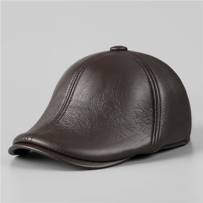 Schwarze Ivy Cap Warme Ohrenschützer Leder Baskenmütze - Kaffee - L (23 1/4"-23 5/8") - image 7