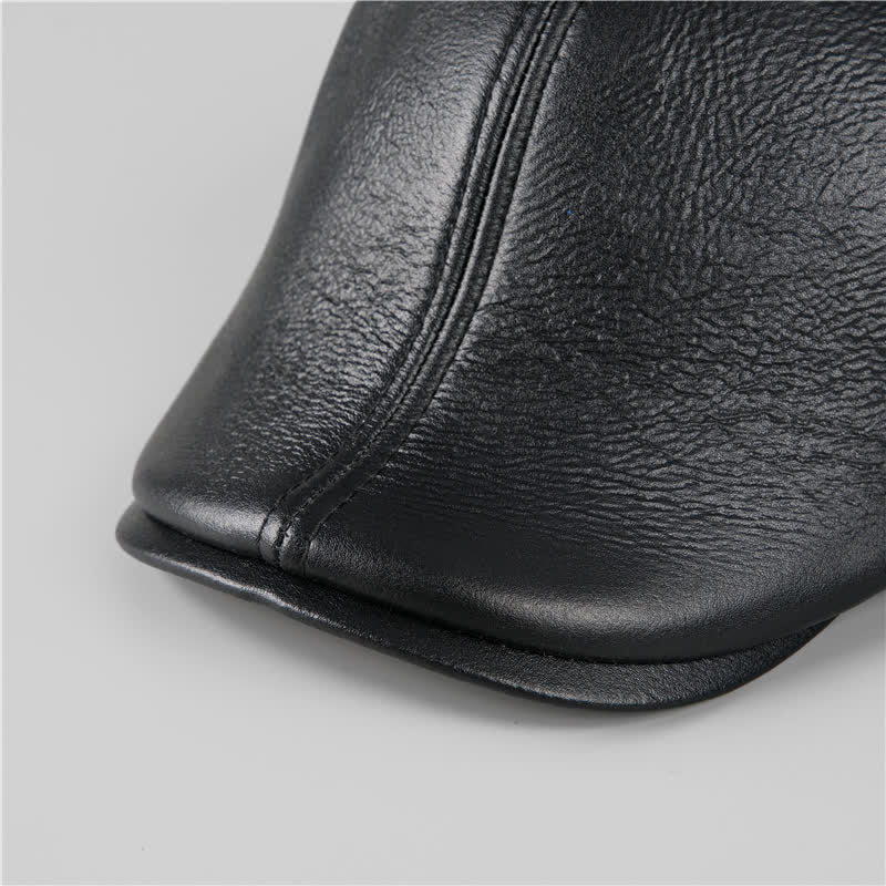 Schwarze Ivy Cap Warme Ohrenschützer Leder Baskenmütze - image 5