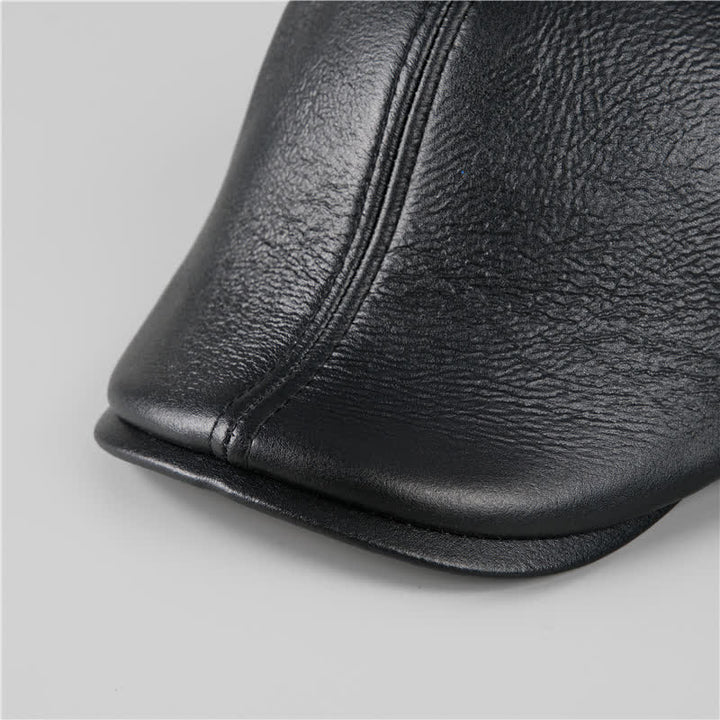 Schwarze Ivy Cap Warme Ohrenschützer Leder Baskenmütze - image 5