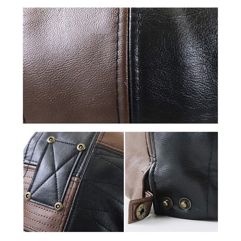 Modische Baskenmütze aus Leder mit farblich abgesetzten Nähten - image 6