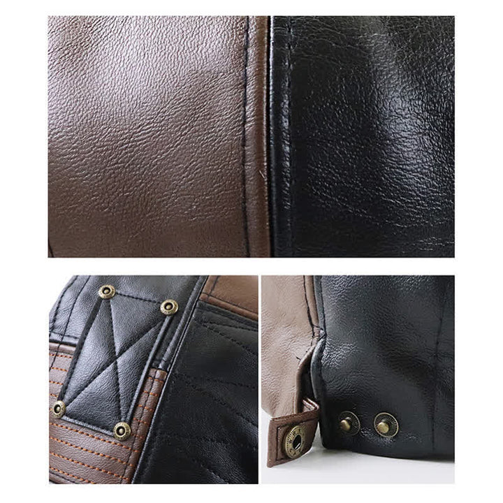 Modische Baskenmütze aus Leder mit farblich abgesetzten Nähten - image 6