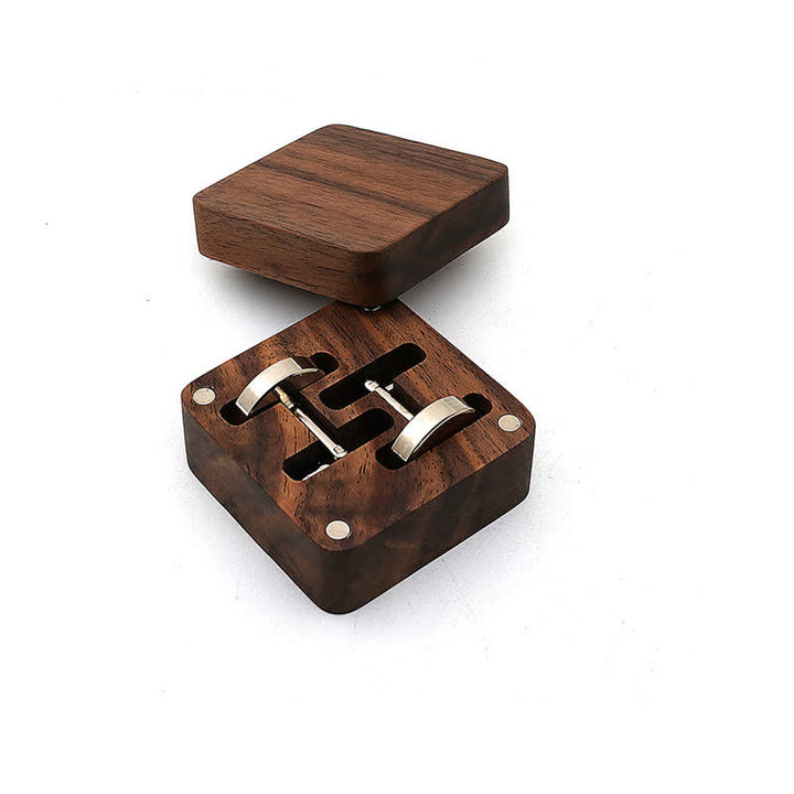 Personalisierte Manschettenknöpfe aus Holz mit graviertem Buchstaben für Herren