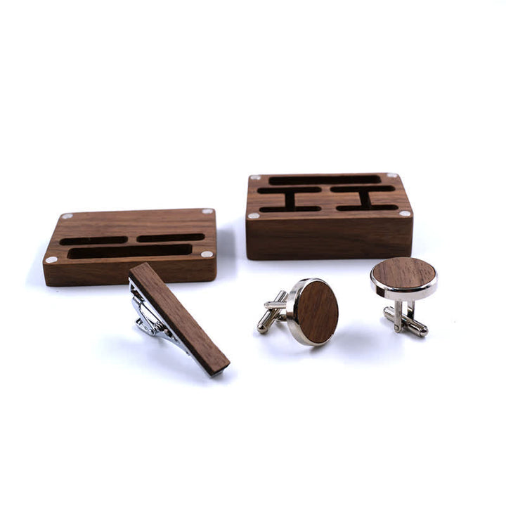 Herren-Manschettenknöpfe aus Holz mit individueller Gravur, Box-Oberfläche, Hochzeitstag