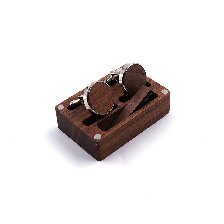 Herren-Manschettenknöpfe aus Holz mit individueller Gravur, Box-Oberfläche, Hochzeitstag