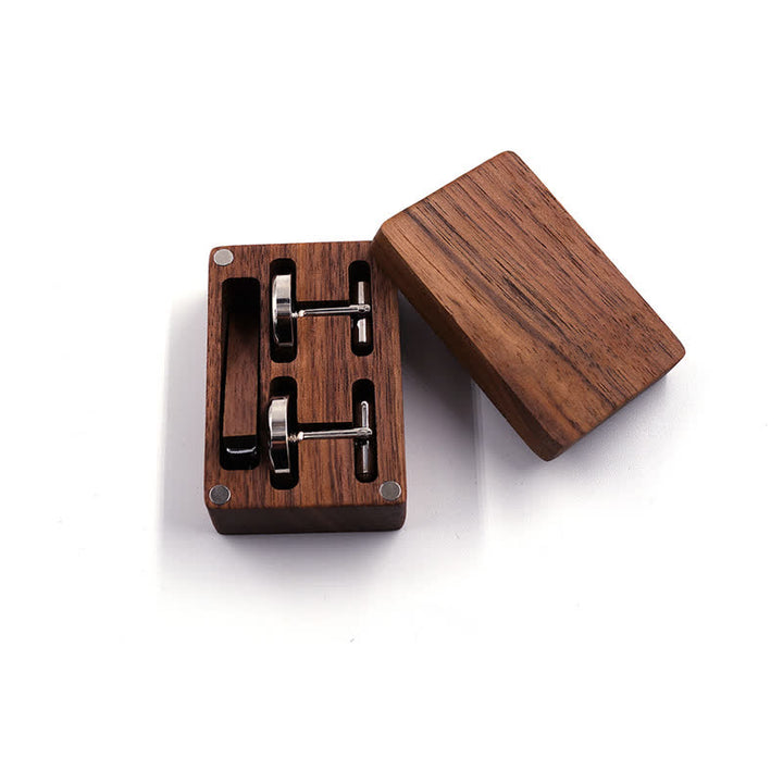 Herren-Manschettenknöpfe aus Holz mit individueller Gravur, Box-Oberfläche, Hochzeitstag