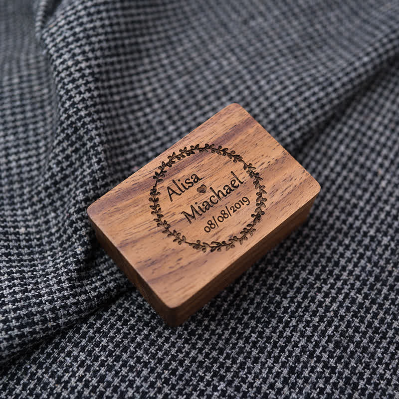 Herren-Manschettenknöpfe aus Holz mit individueller Gravur, Box-Oberfläche, Hochzeitstag - image 2