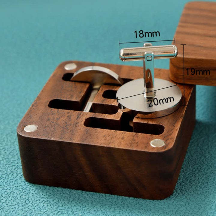 Herren-Manschettenknöpfe aus Holz mit individueller Gravur, Box-Oberfläche, Hochzeitstag