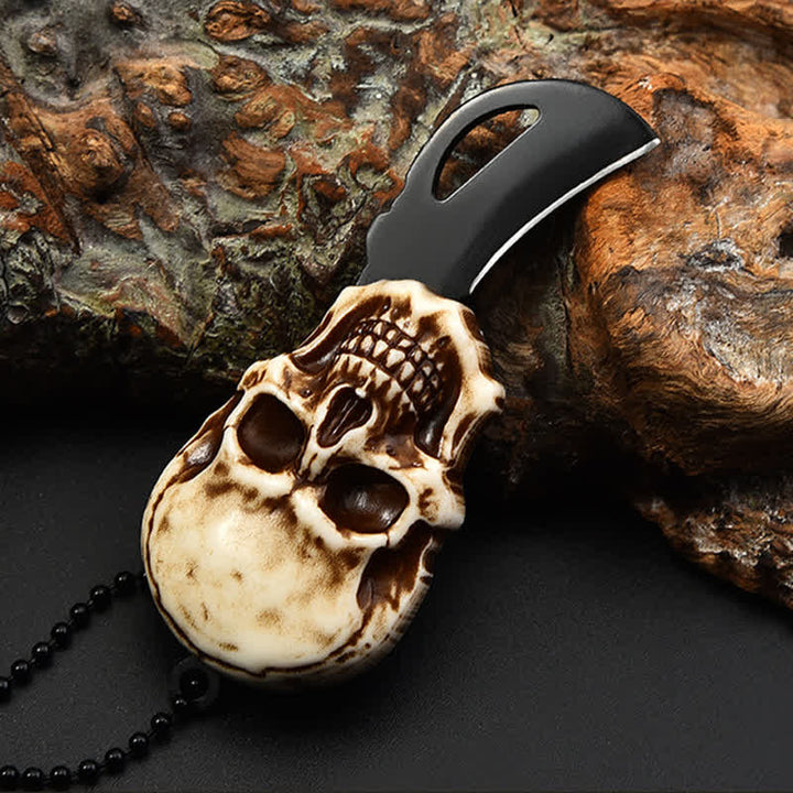Kreative Totenkopf Mini Klappmesser Halskette Schlüsselanhänger mit Kette