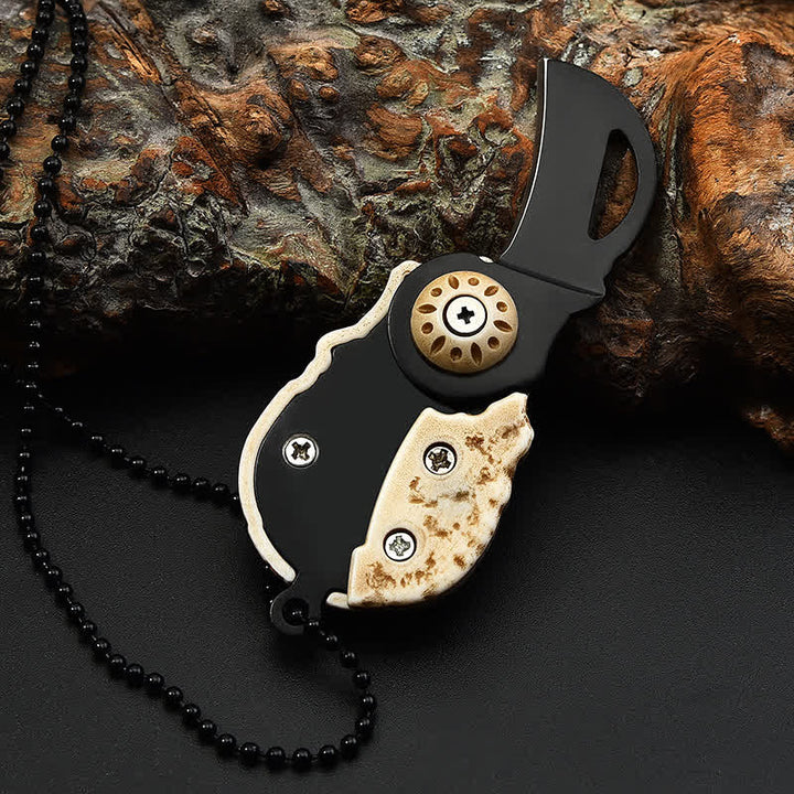 Kreative Totenkopf Mini Klappmesser Halskette Schlüsselanhänger mit Kette