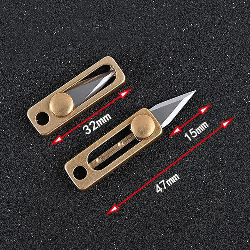 EDC-Werkzeug Messing Mini Push Blade Schlüsselanhänger