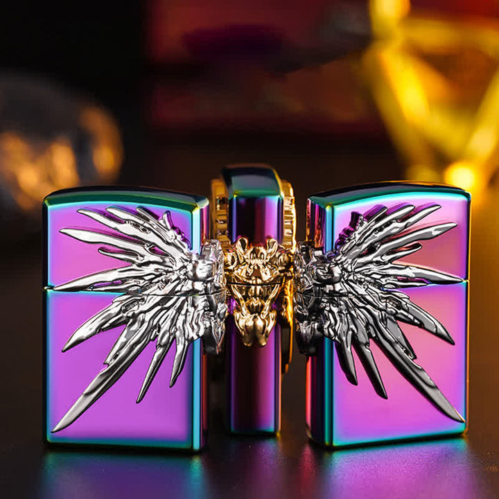 Dreiseitiges, nachfüllbares Butanfeuerzeug mit 3D-Flügel-Relief