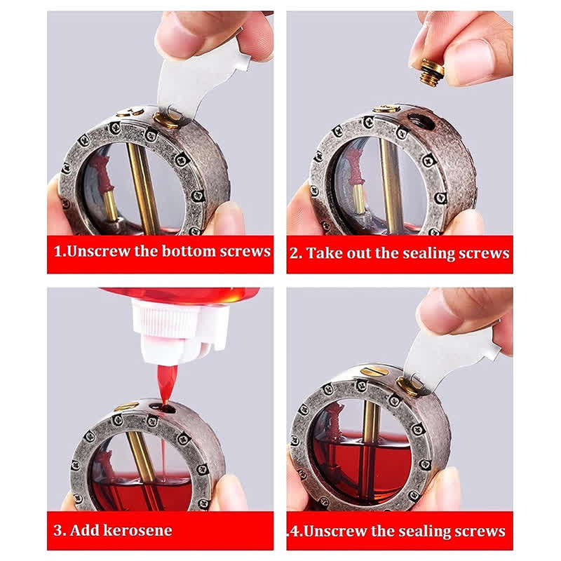 Cooles transparentes nachfüllbares Kerosinfeuerzeug mit Flasche