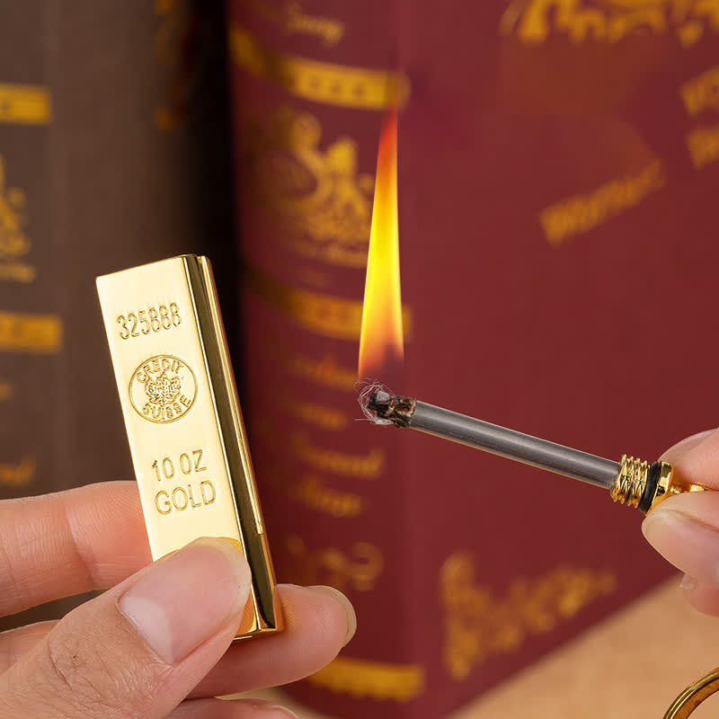 Nachfüllbares Ölfeuerzeug mit Streichholz in Goldbarren-Dollar-Form