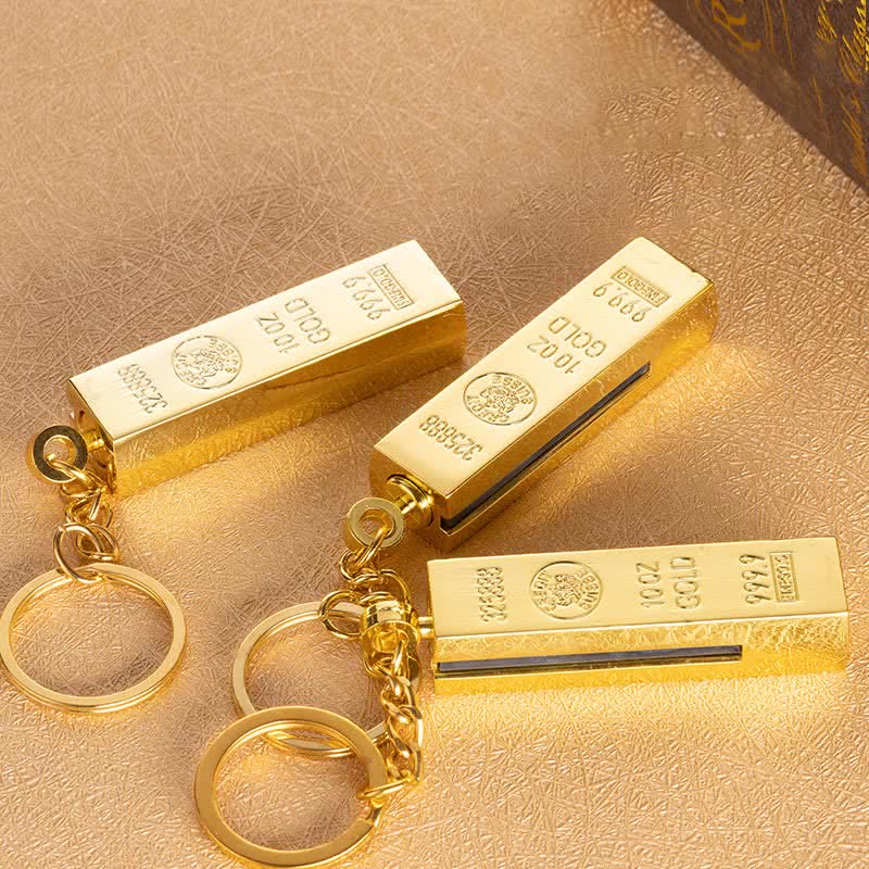Nachfüllbares Ölfeuerzeug mit Streichholz in Goldbarren-Dollar-Form