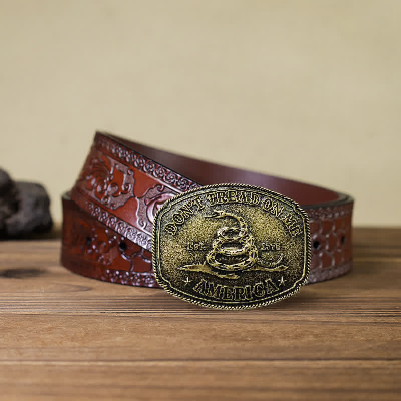 DIY-Ledergürtel für Herren in Antik-Bronze mit Schlangenschnalle