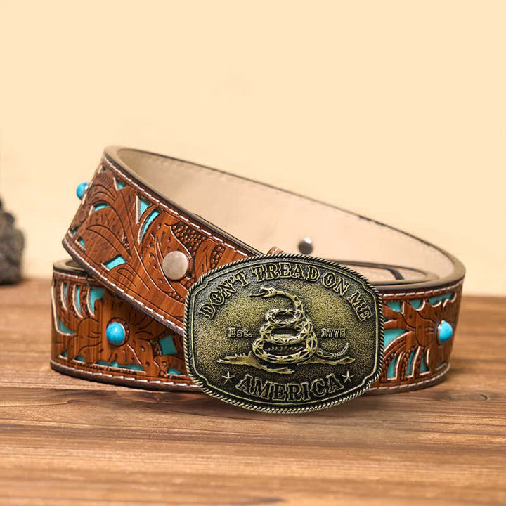 DIY-Ledergürtel für Herren in Antik-Bronze mit Schlangenschnalle