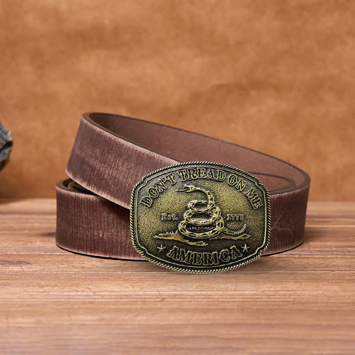 DIY-Ledergürtel für Herren in Antik-Bronze mit Schlangenschnalle