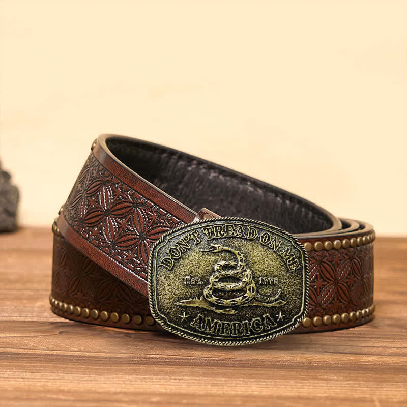 DIY-Ledergürtel für Herren in Antik-Bronze mit Schlangenschnalle