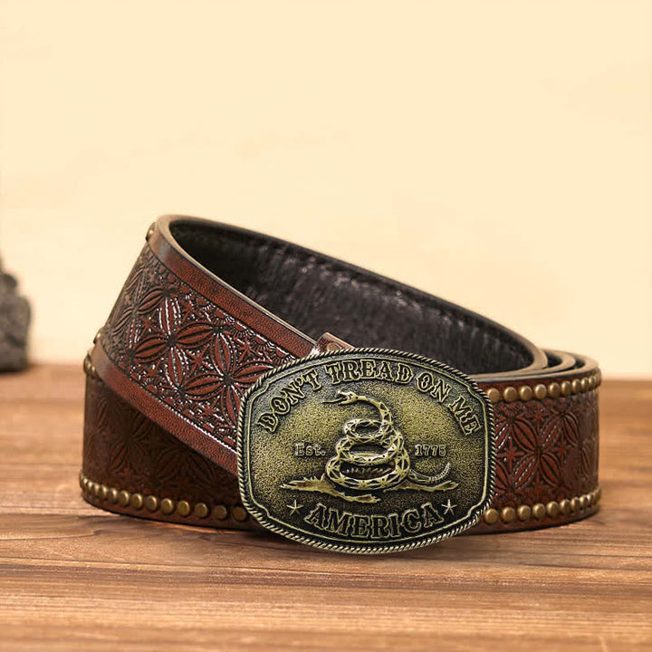 DIY-Ledergürtel für Herren in Antik-Bronze mit Schlangenschnalle