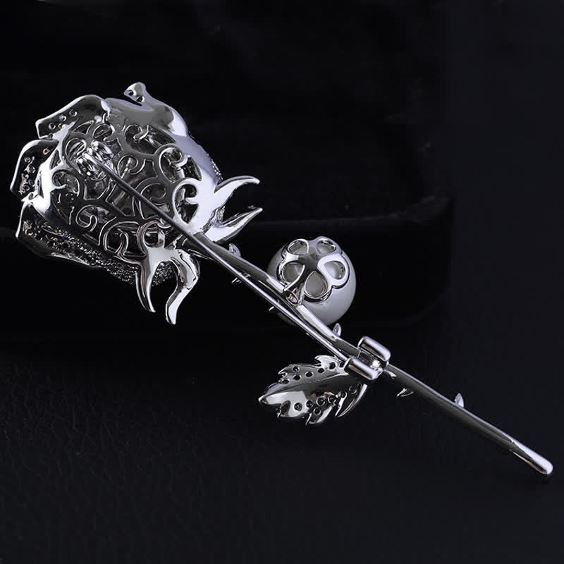 Elegante Brosche mit Rosenblüten-Imitationsperle für Damen