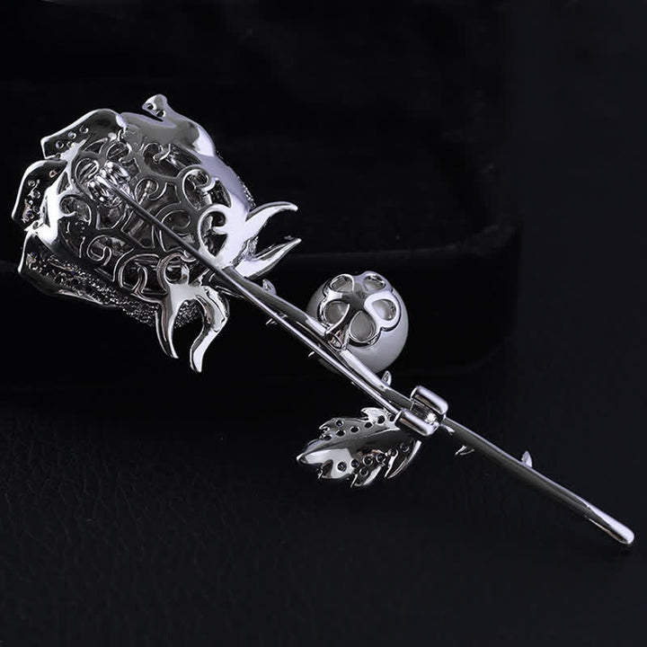 Elegante Brosche mit Rosenblüten-Imitationsperle für Damen