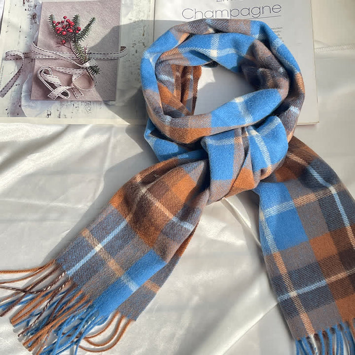Unisex Vintage Kaschmirschal in passender Farbe mit Karomuster