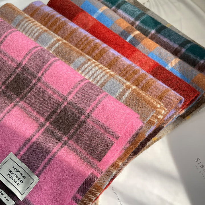 Unisex Vintage Kaschmirschal in passender Farbe mit Karomuster