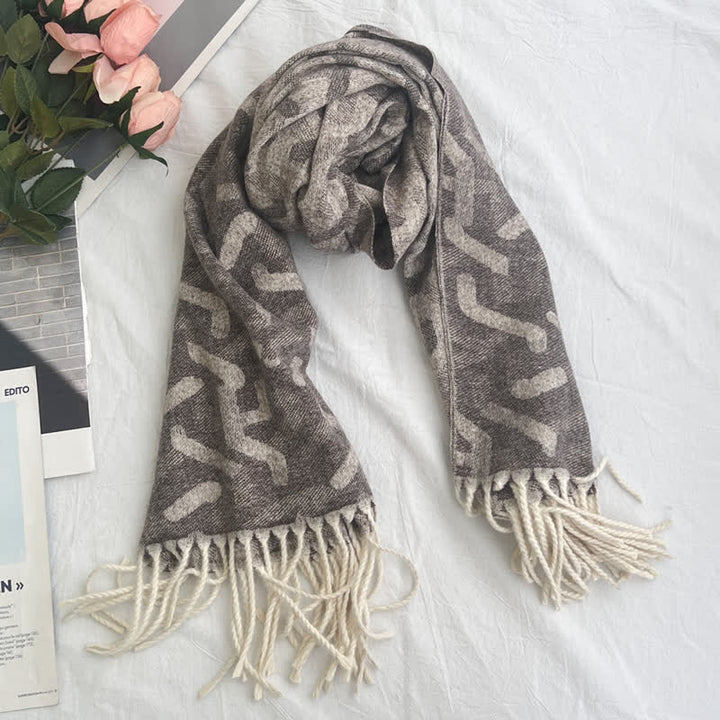 Unisex Jacquardschal mit geometrischem abstraktem rustikalem Muster