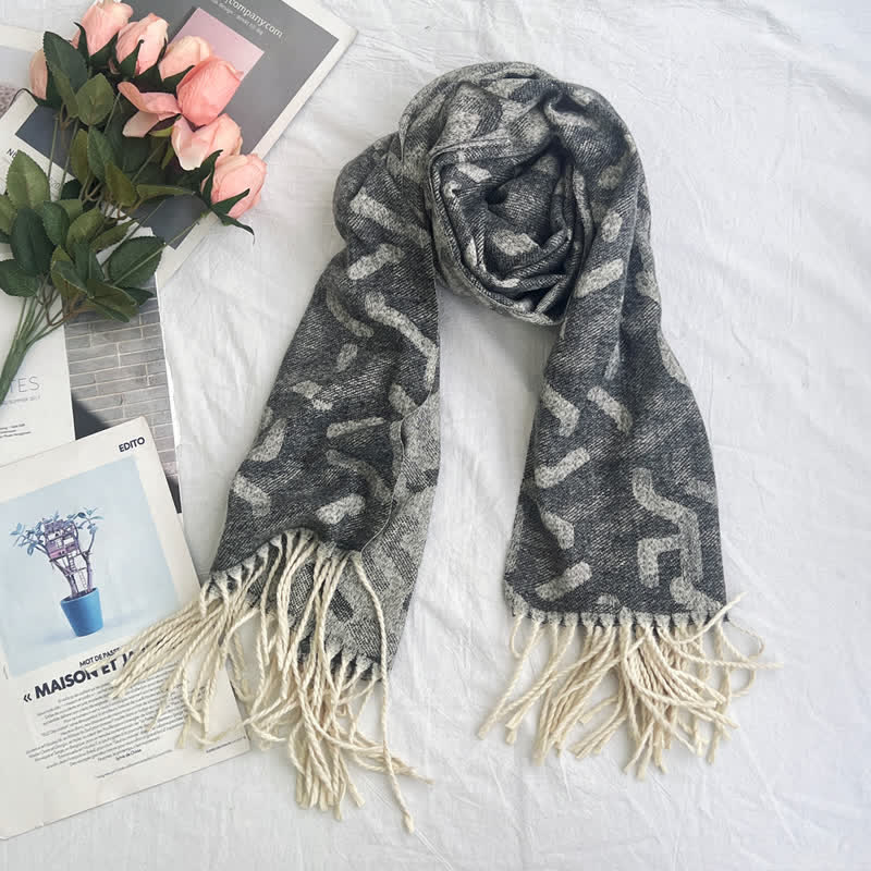 Unisex Jacquardschal mit geometrischem abstraktem rustikalem Muster