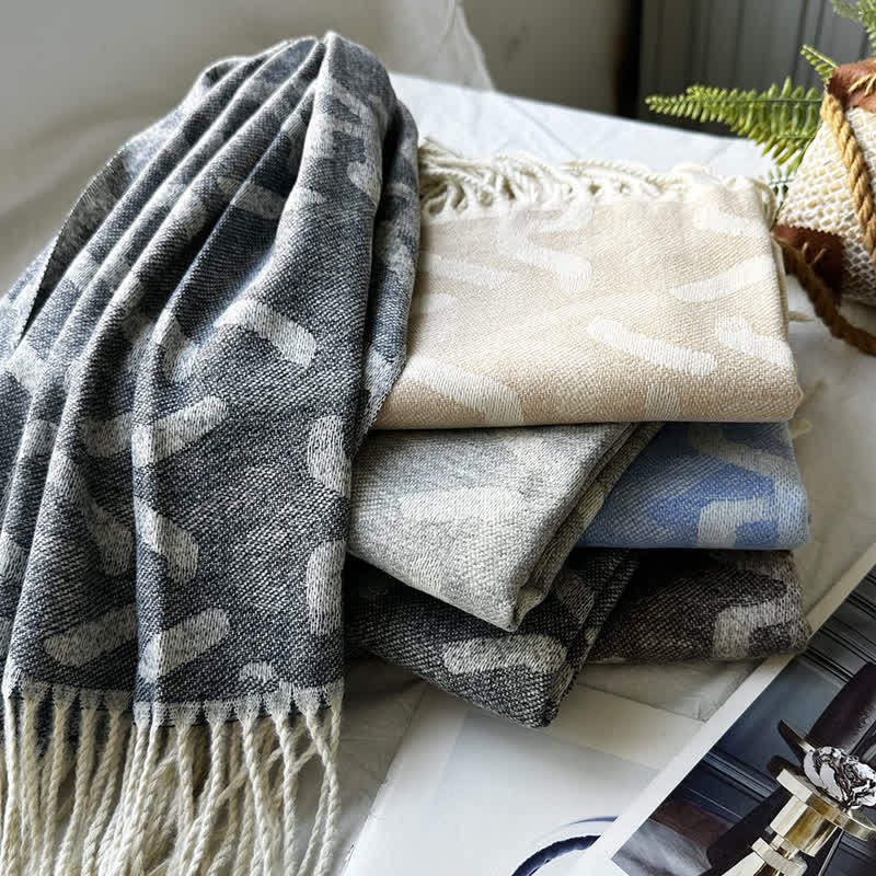 Unisex Jacquardschal mit geometrischem abstraktem rustikalem Muster
