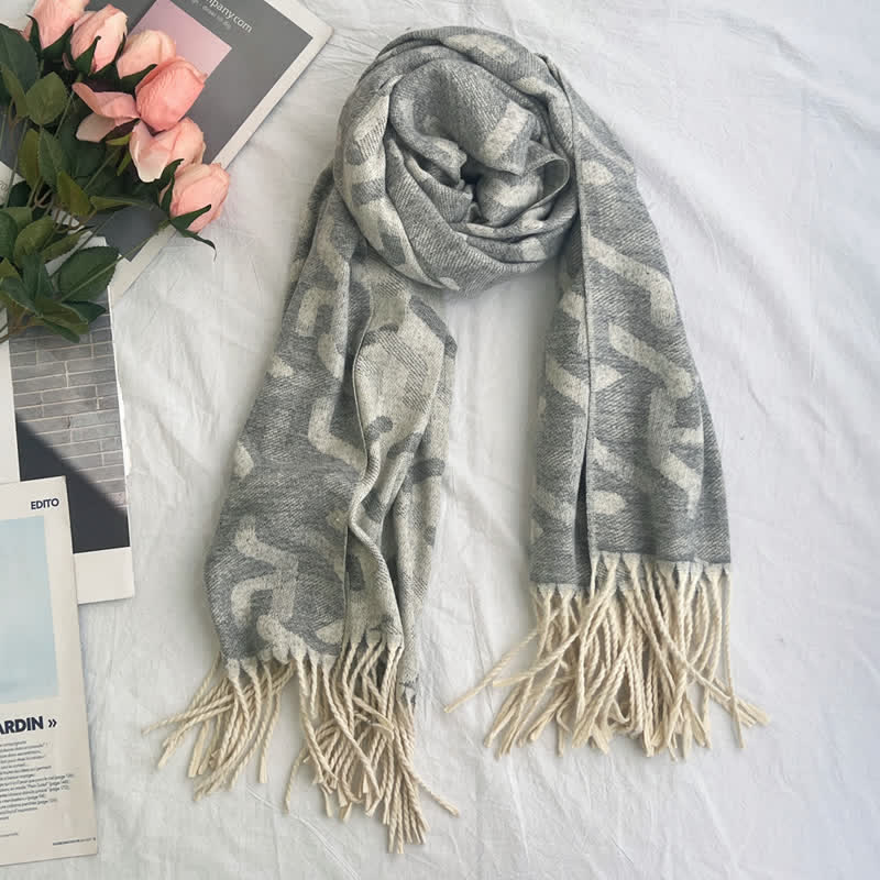 Unisex Jacquardschal mit geometrischem abstraktem rustikalem Muster