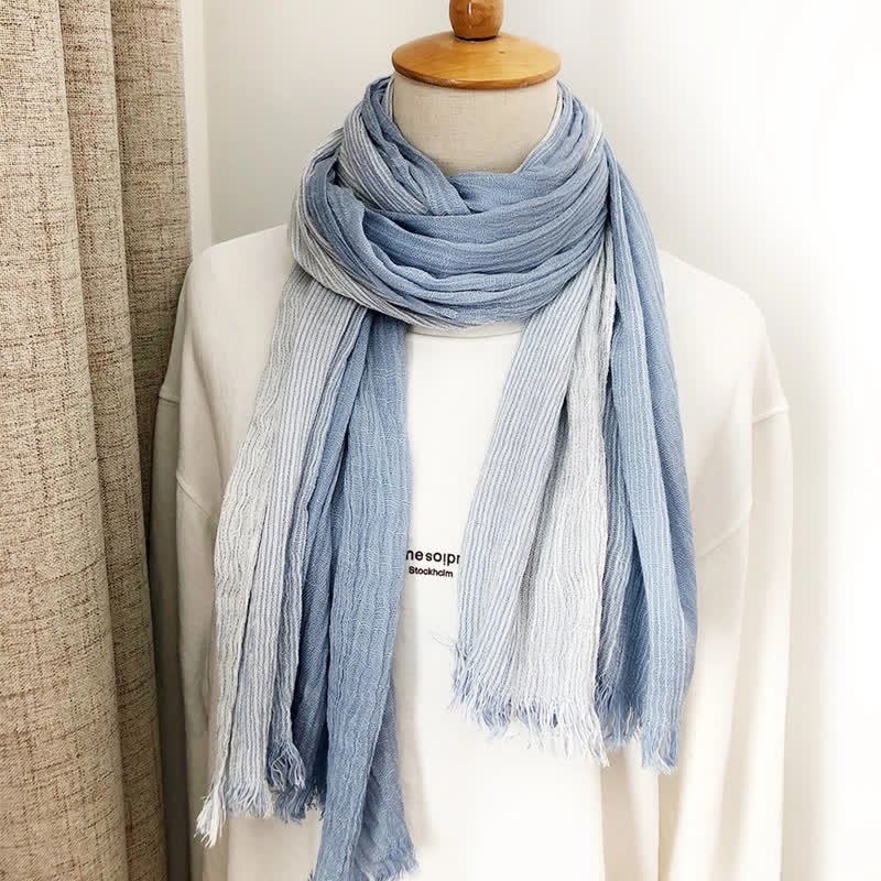 Unisex gestreifter Baumwollleinenschal für Frühling und Herbst