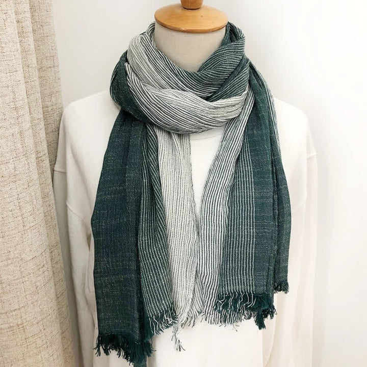 Unisex gestreifter Baumwollleinenschal für Frühling und Herbst