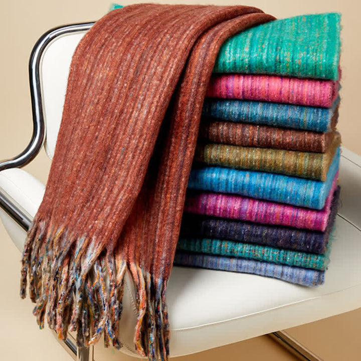Unisex Bohemian gestreifter Mehrfarbiger Fransenschal