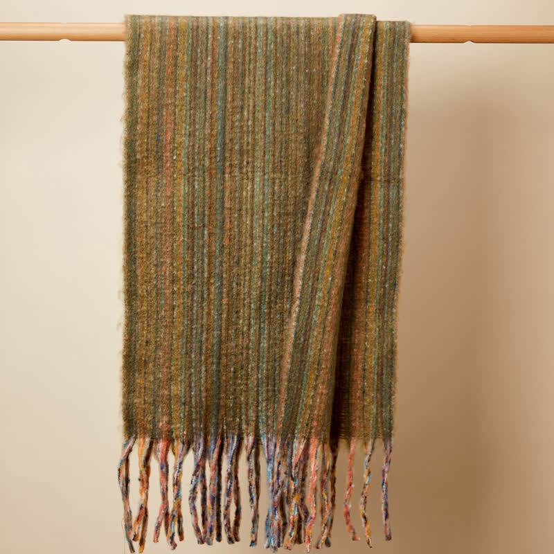 Unisex Bohemian gestreifter Mehrfarbiger Fransenschal