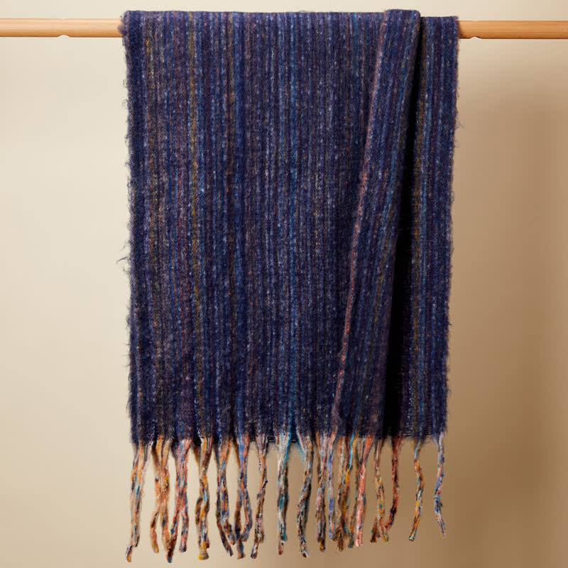 Unisex Bohemian gestreifter Mehrfarbiger Fransenschal
