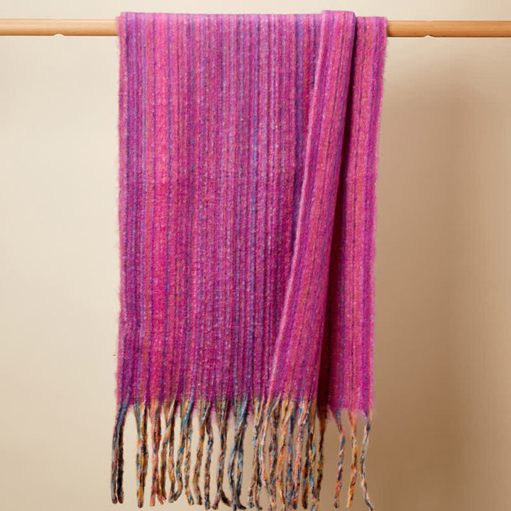 Unisex Bohemian gestreifter Mehrfarbiger Fransenschal