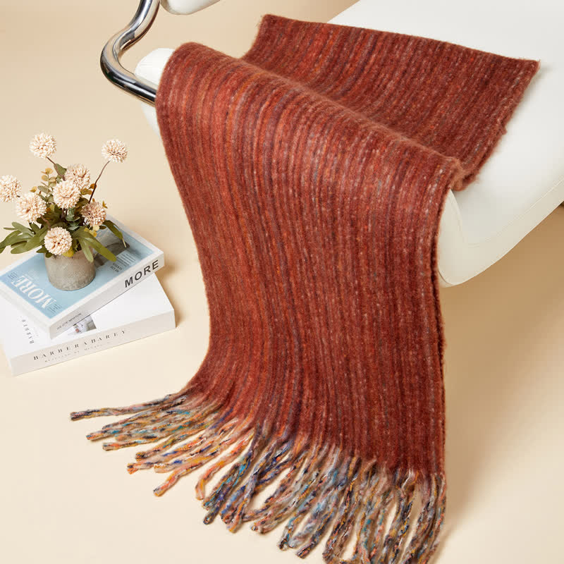 Unisex Bohemian gestreifter Mehrfarbiger Fransenschal