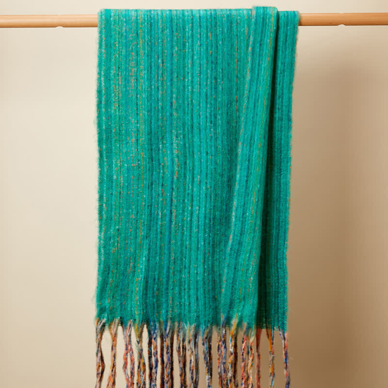 Unisex Bohemian gestreifter Mehrfarbiger Fransenschal