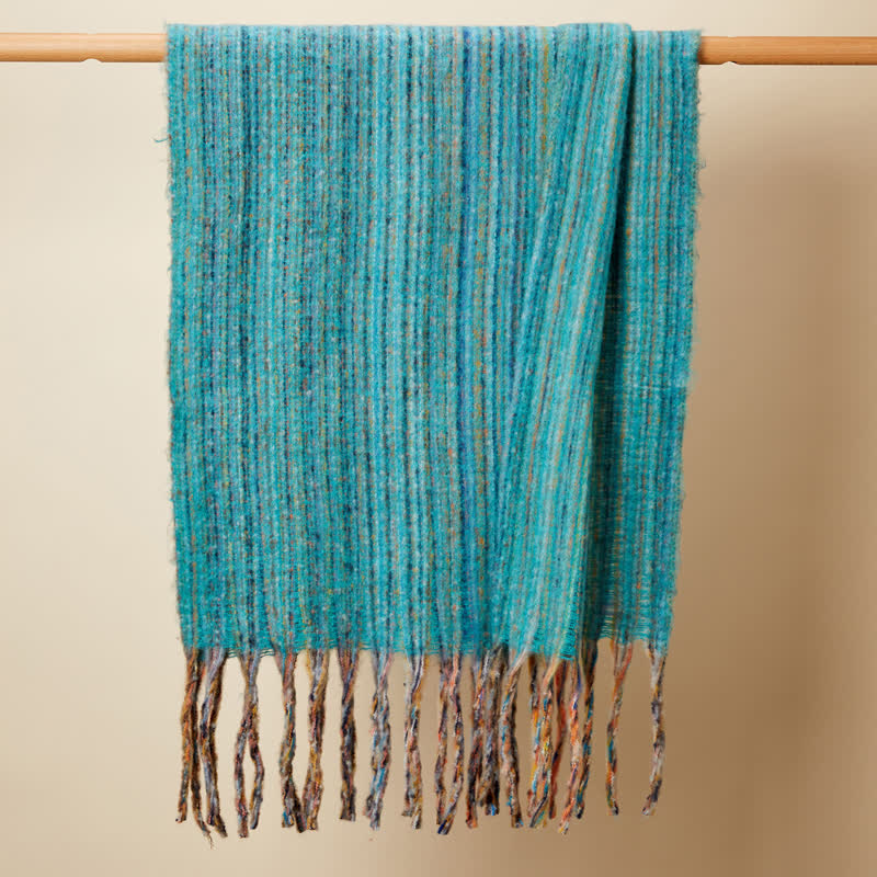 Unisex Bohemian gestreifter Mehrfarbiger Fransenschal