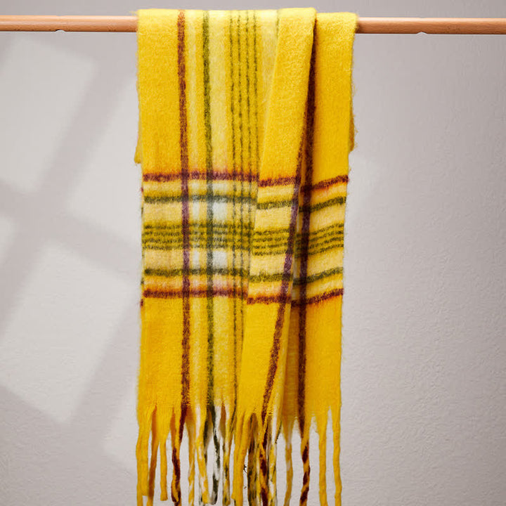 Klassischer warmer Unisex-Schal mit Quasten und Karomuster