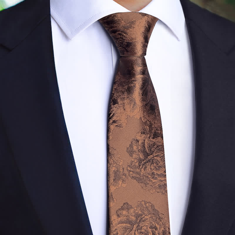 3Stk Vintage Bronze Blumen Fliegen- und Krawatten-Set für Herren