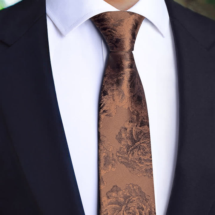 3Stk Vintage Bronze Blumen Fliegen- und Krawatten-Set für Herren
