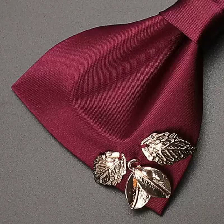 Burgunderrote Fliege mit Metallblättern für Herren - image 3