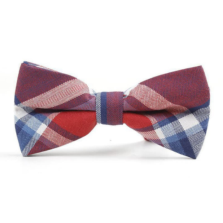 Trendy Herren Fliege mit Karomuster, Taschentuch, Krawatte