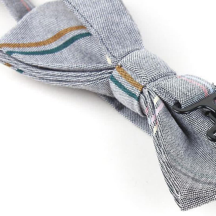 Trendy Herren Fliege mit Karomuster, Taschentuch, Krawatte