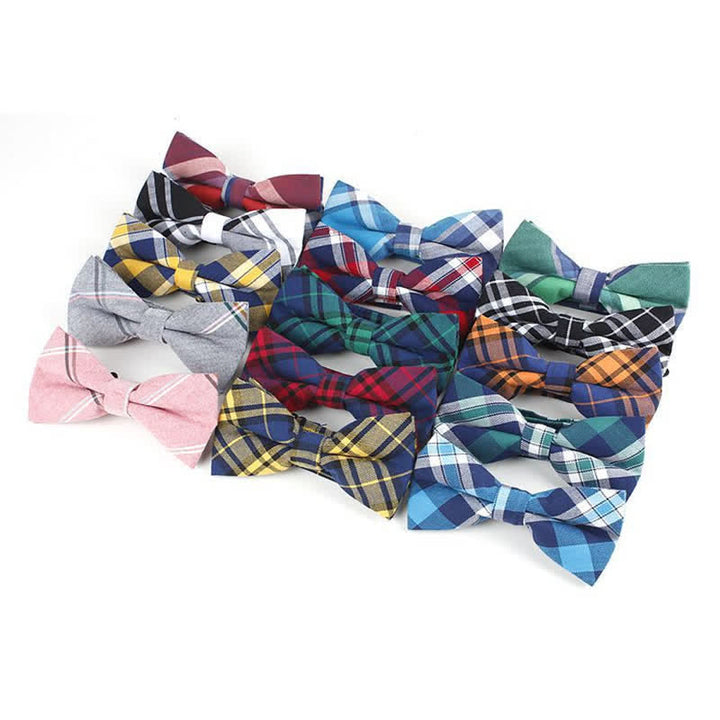 Trendy Herren Fliege mit Karomuster, Taschentuch, Krawatte