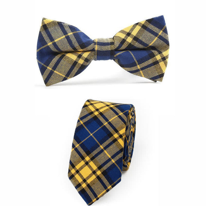 Trendy Herren Fliege mit Karomuster, Taschentuch, Krawatte