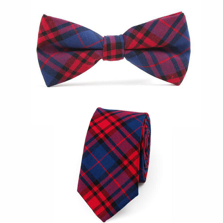 Trendy Herren Fliege mit Karomuster, Taschentuch, Krawatte